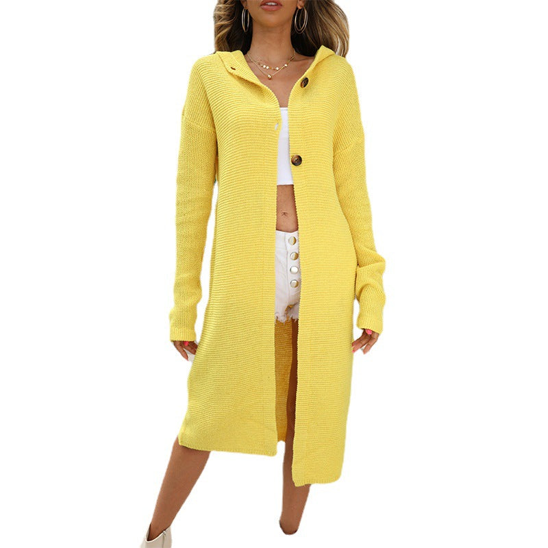 Damen Strickmantel mit Knopfdetails und Kapuze Mirla-Eva Jonsson