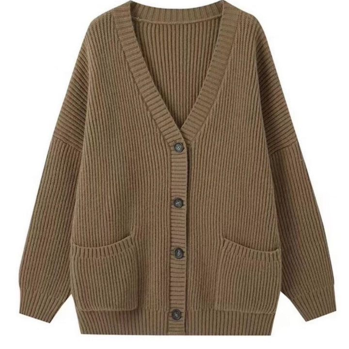 Damen Strickmantel mit offenen Taschen und grober Maschenstruktur Mirla-Eva Jonsson