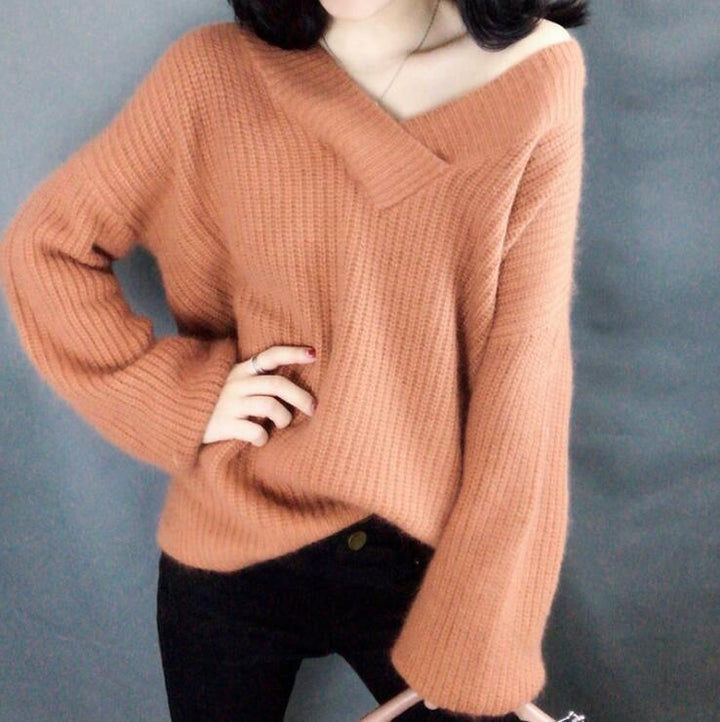 Damen Strickpullover im lässigen Oversized-Stil mit V-Ausschnitt Mirla-Eva Jonsson