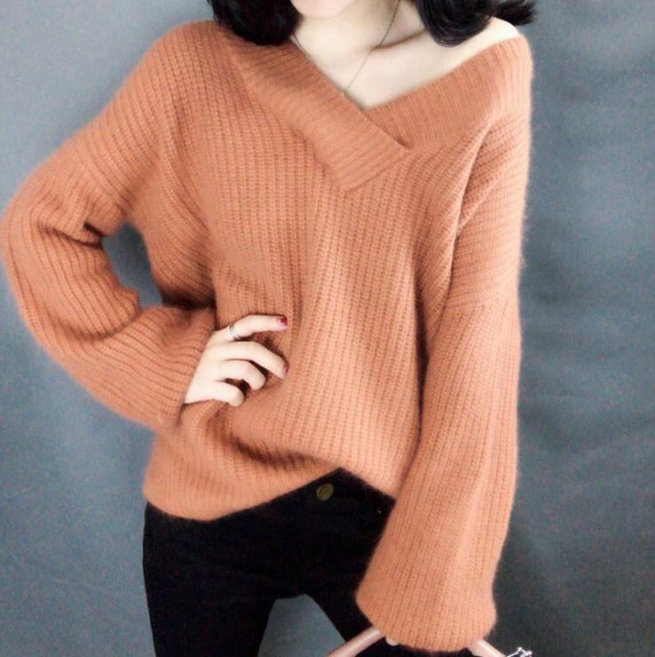 Damen Strickpullover im lässigen Oversized-Stil mit V-Ausschnitt Mirla-Eva Jonsson