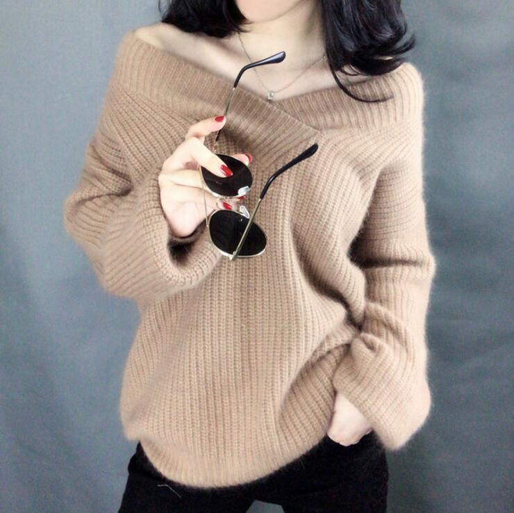 Damen Strickpullover im lässigen Oversized-Stil mit V-Ausschnitt Mirla-Eva Jonsson