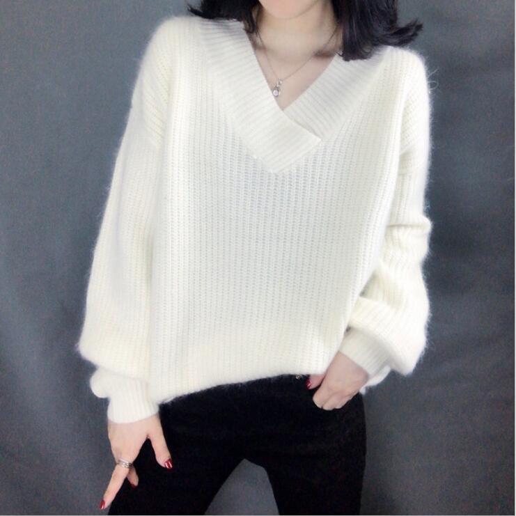 Damen Strickpullover im lässigen Oversized-Stil mit V-Ausschnitt Mirla-Eva Jonsson