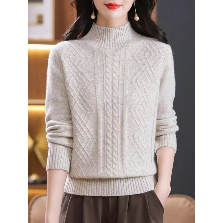 Damen Strickpullover mit Rippenstruktur und hochgeschlossenem Kragen Mirla-Eva Jonsson