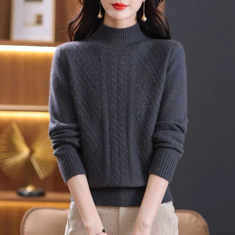 Damen Strickpullover mit Rippenstruktur und hochgeschlossenem Kragen Mirla-Eva Jonsson