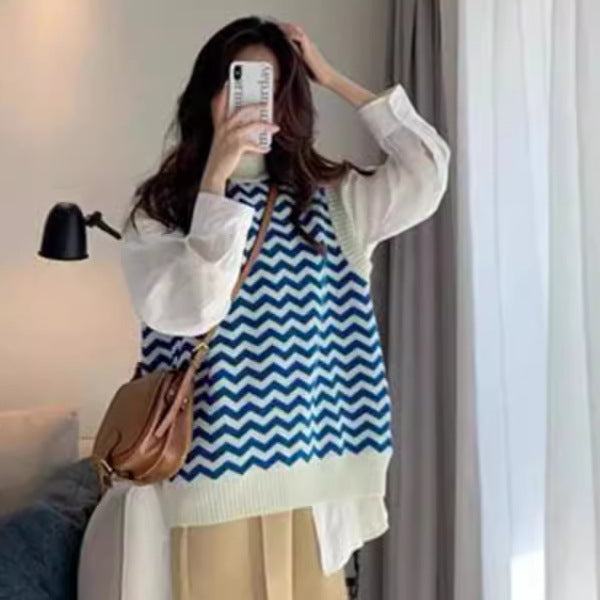 Damen Strickpullover mit Zickzackmuster und elegantem Kragen Mirla-Eva Jonsson