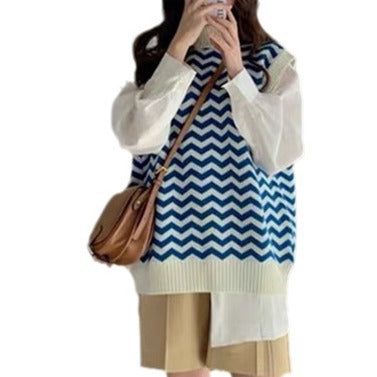 Damen Strickpullover mit Zickzackmuster und elegantem Kragen Mirla-Eva Jonsson