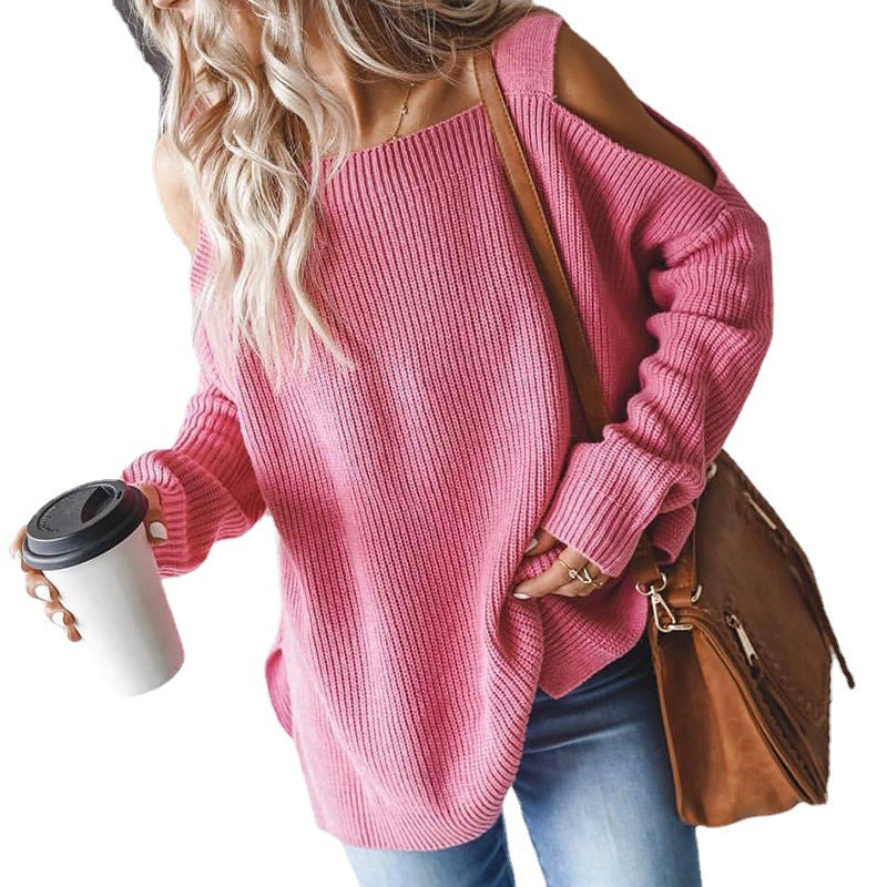 Damen Strickpullover mit asymmetrischem Ausschnitt und lässigem Cut-Out-Design Eva Jonsson-Eva Jonsson