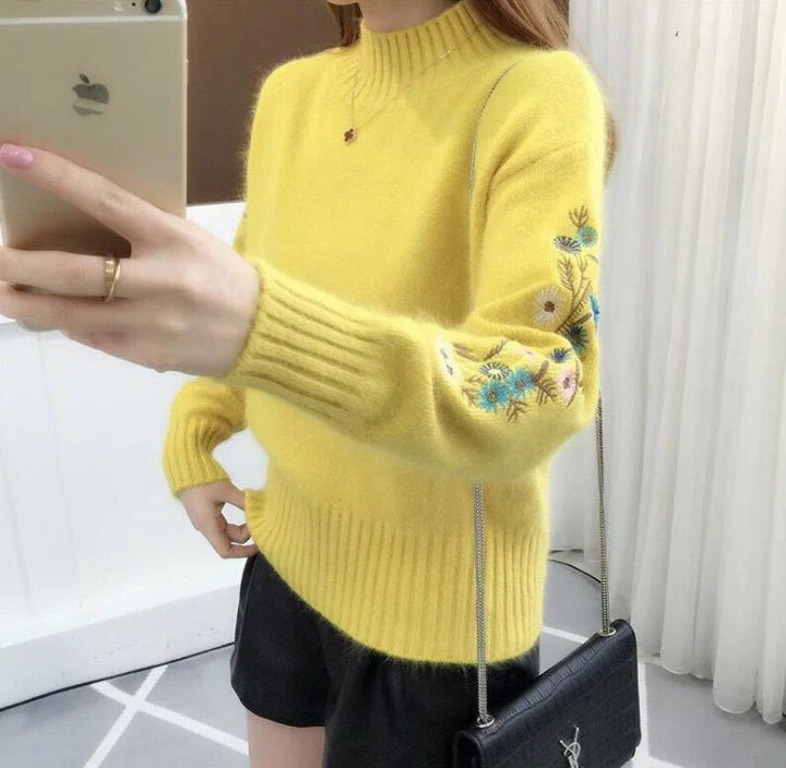 Damen Strickpullover mit eleganten Stickereien Eva Jonsson-Eva Jonsson