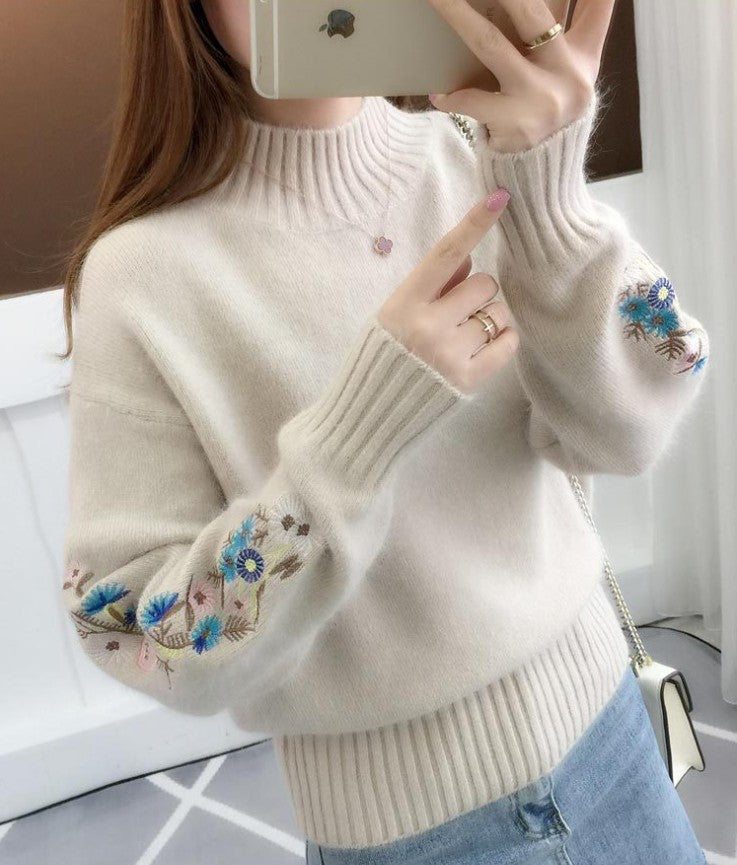 Damen Strickpullover mit eleganten Stickereien Eva Jonsson-Eva Jonsson
