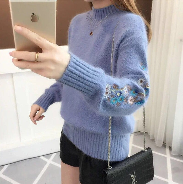 Damen Strickpullover mit eleganten Stickereien Eva Jonsson-Eva Jonsson