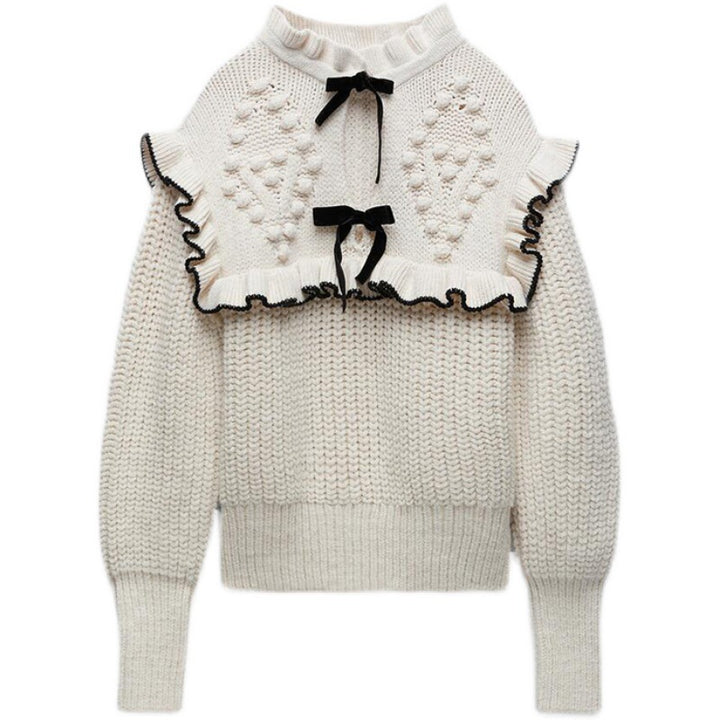 Damen Strickpullover mit eleganter Rüsche und Kapuze Mirla-Eva Jonsson