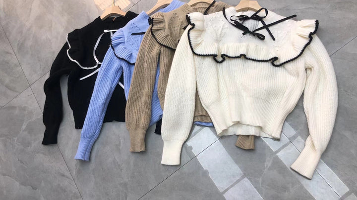 Damen Strickpullover mit eleganter Rüsche und Kapuze Mirla-Eva Jonsson
