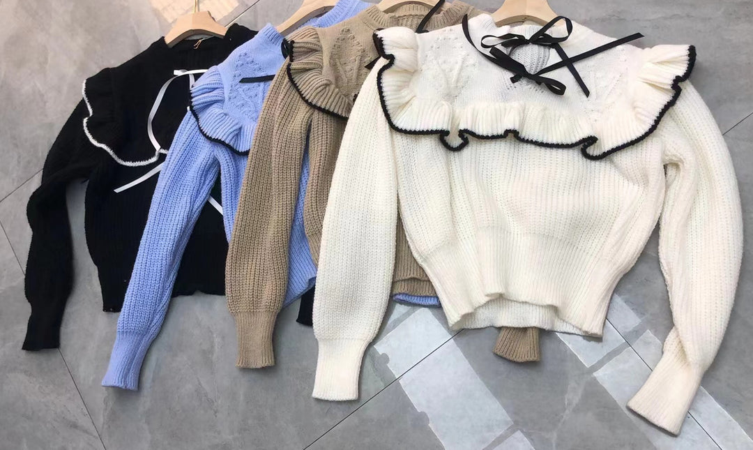 Damen Strickpullover mit eleganter Rüsche und Kapuze Mirla-Eva Jonsson