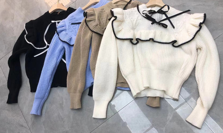 Damen Strickpullover mit eleganter Rüsche und Kapuze Mirla-Eva Jonsson