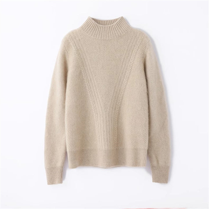 Damen Strickpullover mit hohem Kragen und Zopfmuster Mirla-Eva Jonsson
