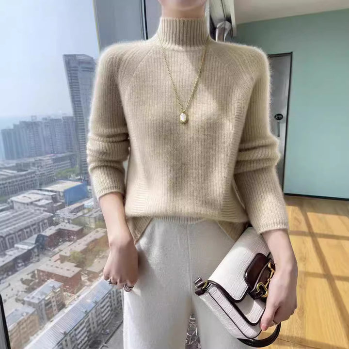 Damen Strickpullover mit hohem Kragen und feiner Rippstruktur Mirla-Eva Jonsson