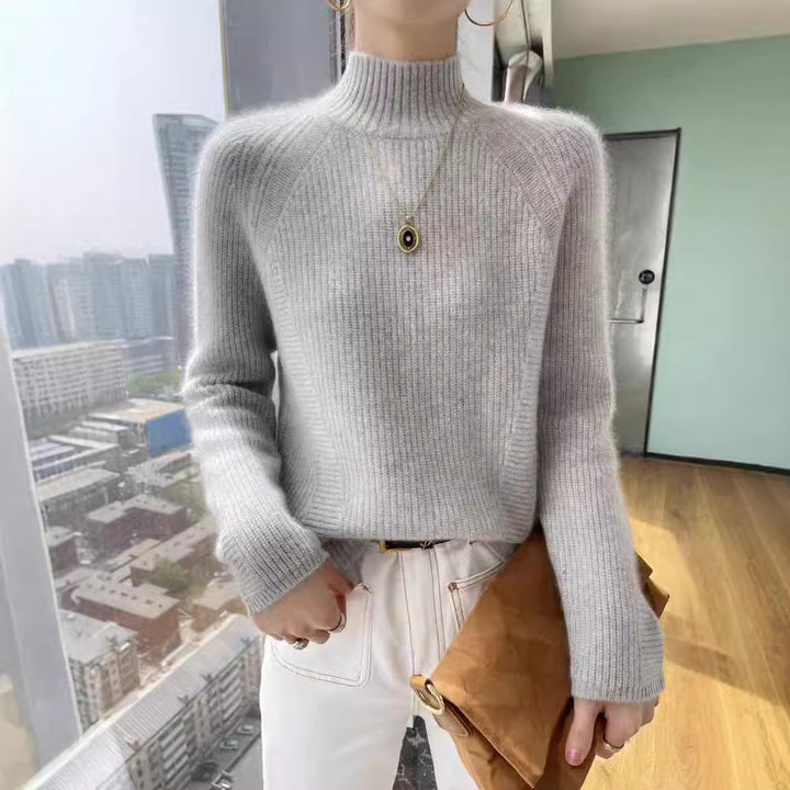 Damen Strickpullover mit hohem Kragen und feiner Rippstruktur Mirla-Eva Jonsson
