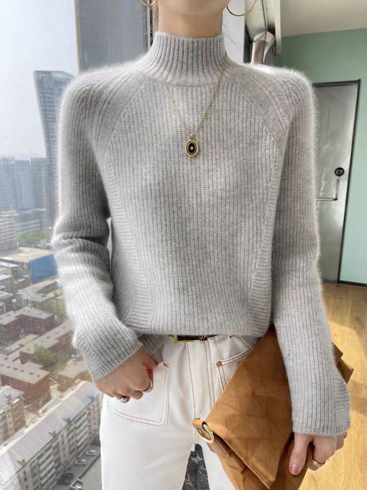 Damen Strickpullover mit hohem Kragen und feiner Rippstruktur Mirla-Eva Jonsson