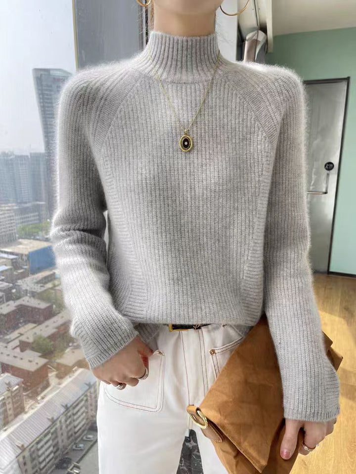 Damen Strickpullover mit hohem Kragen und feiner Rippstruktur Mirla-Eva Jonsson