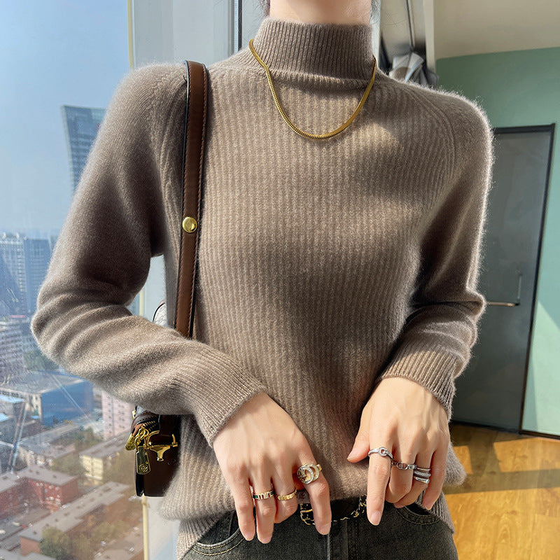 Damen Strickpullover mit hohem Kragen und feiner Rippstruktur Mirla-Eva Jonsson