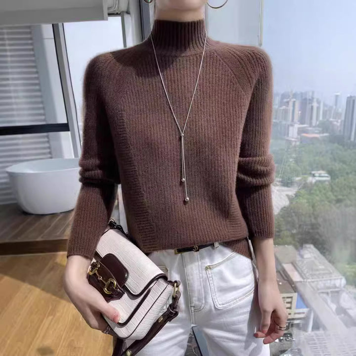 Damen Strickpullover mit hohem Kragen und feiner Rippstruktur Mirla-Eva Jonsson
