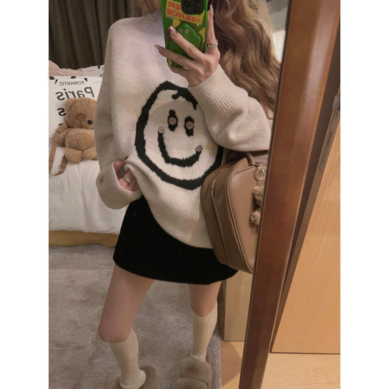 Damen Strickpullover mit lässigem Smile-Motiv und komfortabler Passform Mirla-Eva Jonsson