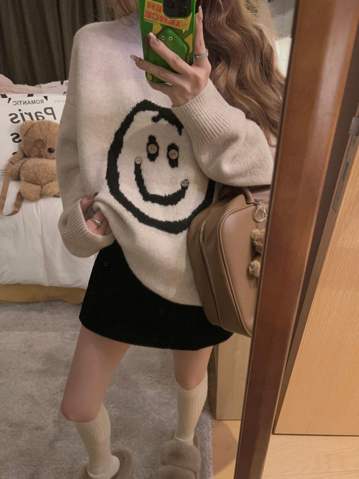 Damen Strickpullover mit lässigem Smile-Motiv und komfortabler Passform Mirla-Eva Jonsson