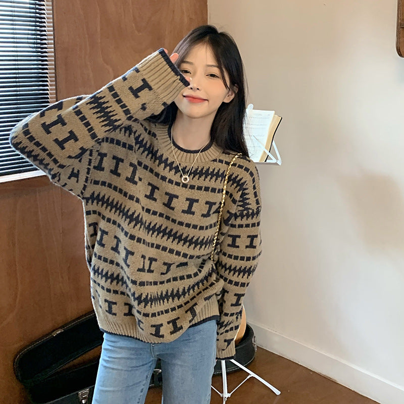Damen Strickpullover mit modernem geometrischem Muster Mirla-Eva Jonsson