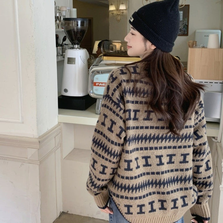 Damen Strickpullover mit modernem geometrischem Muster Mirla-Eva Jonsson