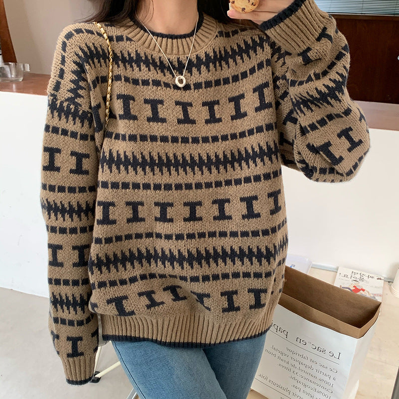 Damen Strickpullover mit modernem geometrischem Muster Mirla-Eva Jonsson