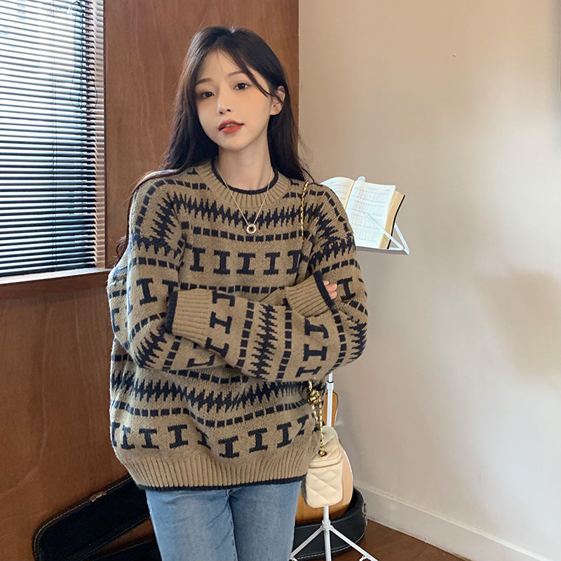 Damen Strickpullover mit modernem geometrischem Muster Mirla-Eva Jonsson