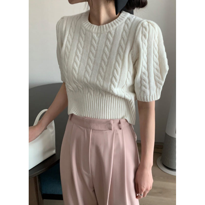 Damen Strickpullover mit voluminösen Ärmeln und Zopfmuster Mirla-Eva Jonsson
