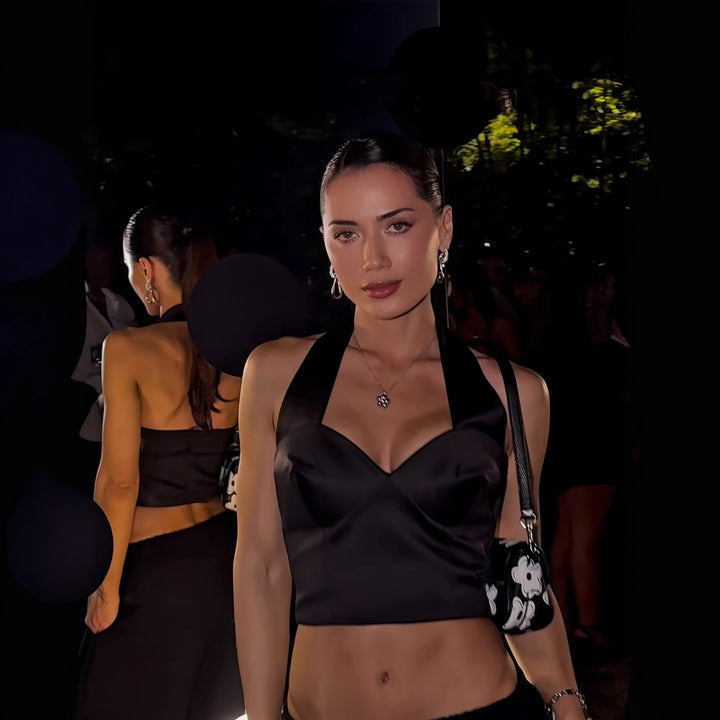 Damen Stylisches Cropped Top mit Halterhals und Bügeln Mirla-Eva Jonsson