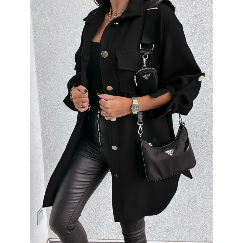 Damen Stylish Overshirt med praktiska fickor och tryckknappad fram Mirla-Eva Jonsson