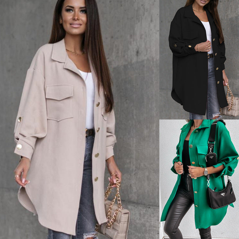 Damen Stylish Overshirt med praktiska fickor och tryckknappad fram Mirla-Eva Jonsson