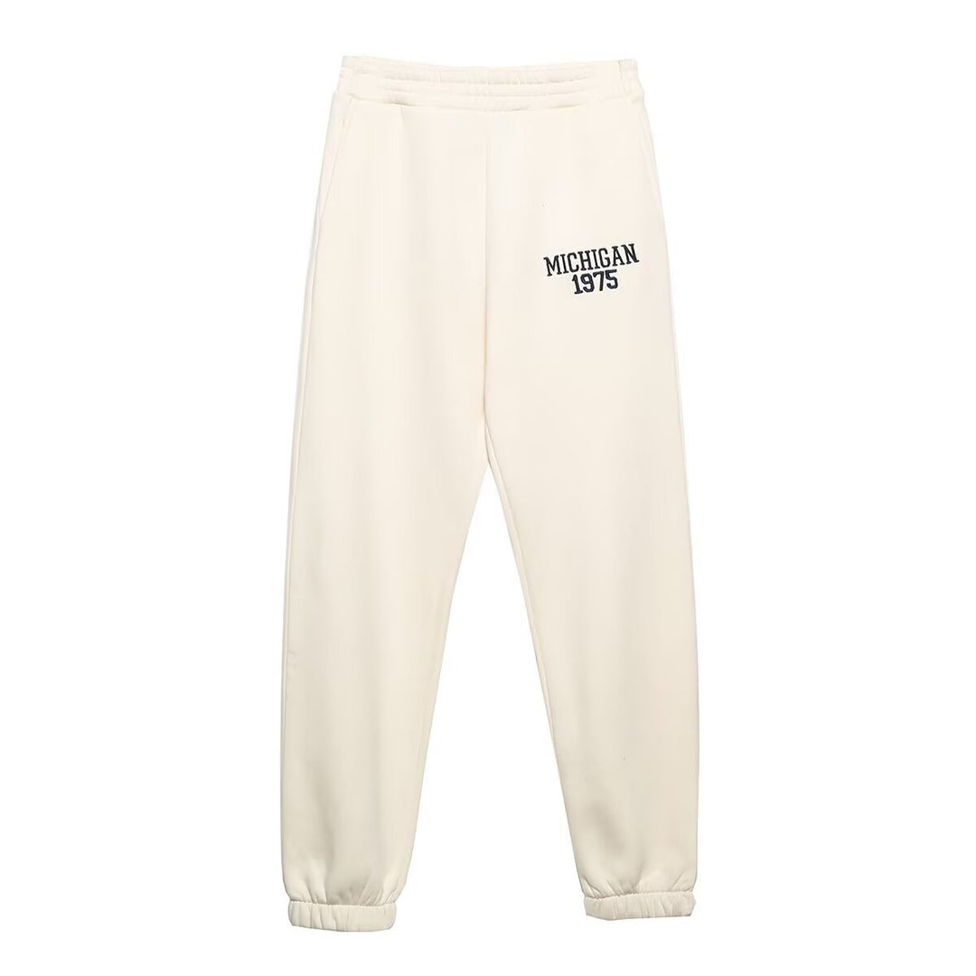 Damen Sweatpants med bekväm gummiband och elegant Michigan-tryck Mirla-Eva Jonsson