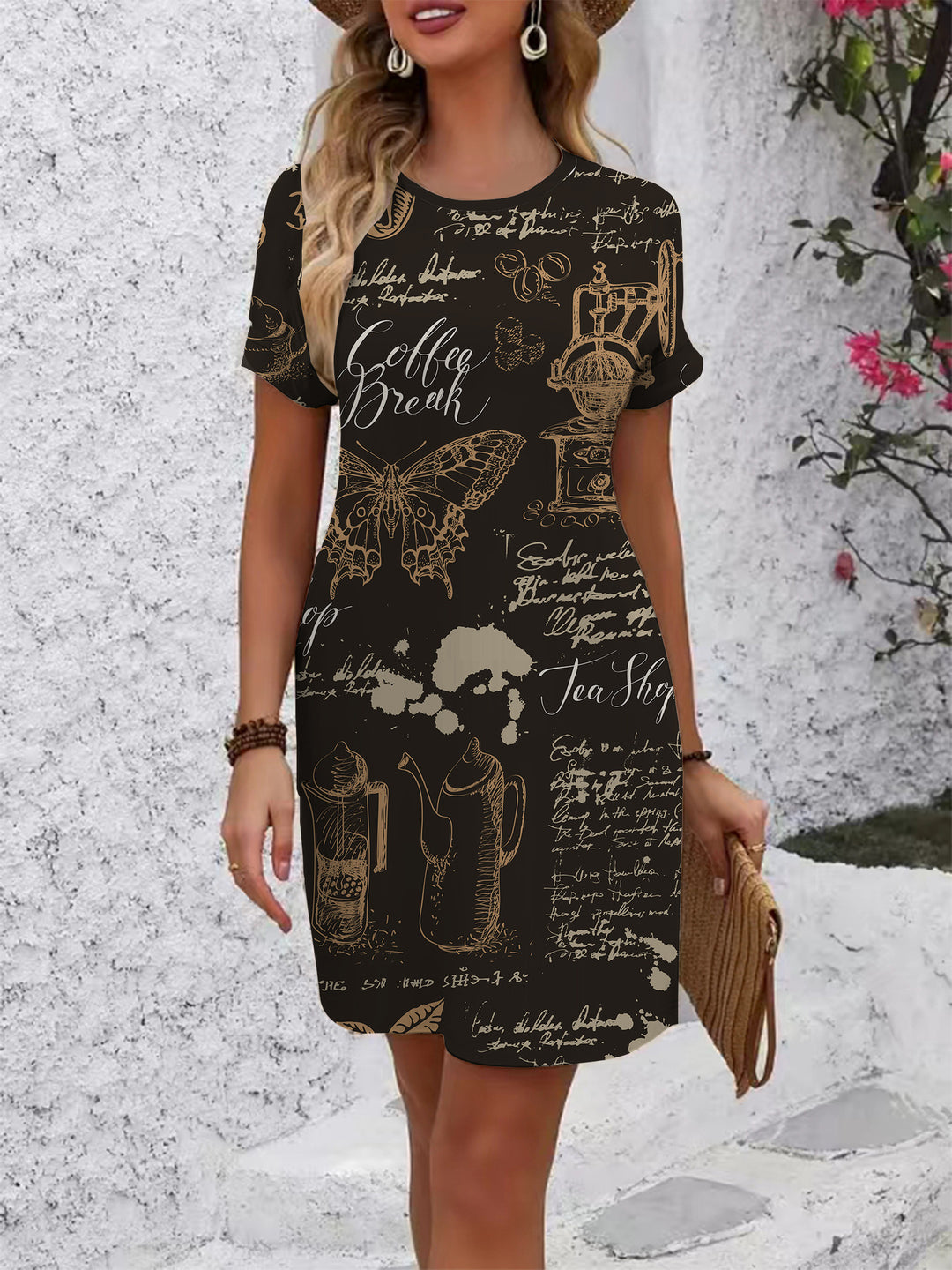 Damen T-Shirt Klänning med kreativt tryckdesign Mirla-Eva Jonsson