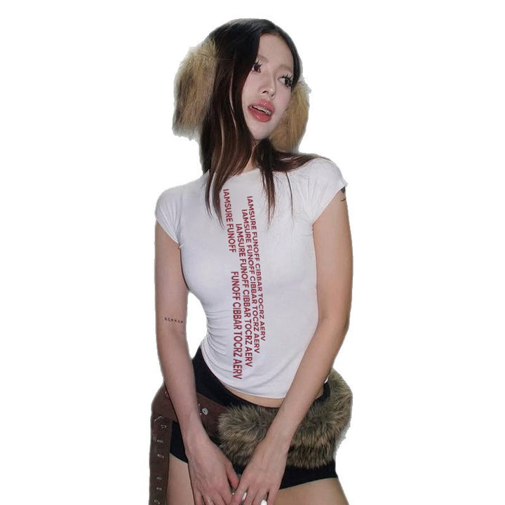 Damen T-Shirt med grafisk text och avslappnad passform Mirla-Eva Jonsson