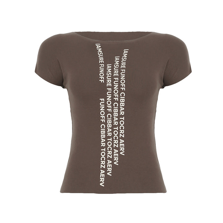 Damen T-Shirt med grafisk text och avslappnad passform Mirla-Eva Jonsson