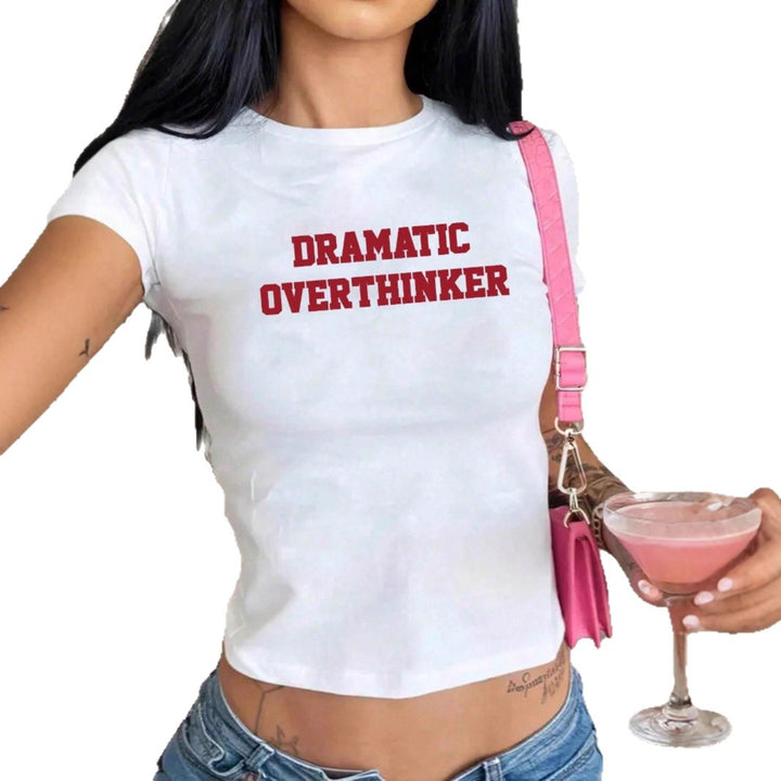 Damen T-Shirt med kreativ text och figurnära skärning Mirla-Eva Jonsson