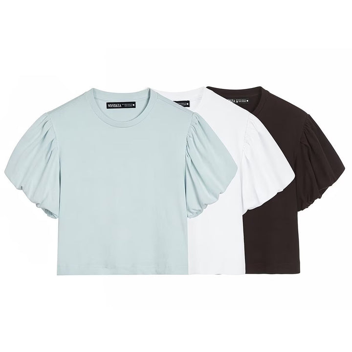 Damen T-Shirt mit voluminösen Ärmeln und modernem Schnitt Mirla-Eva Jonsson