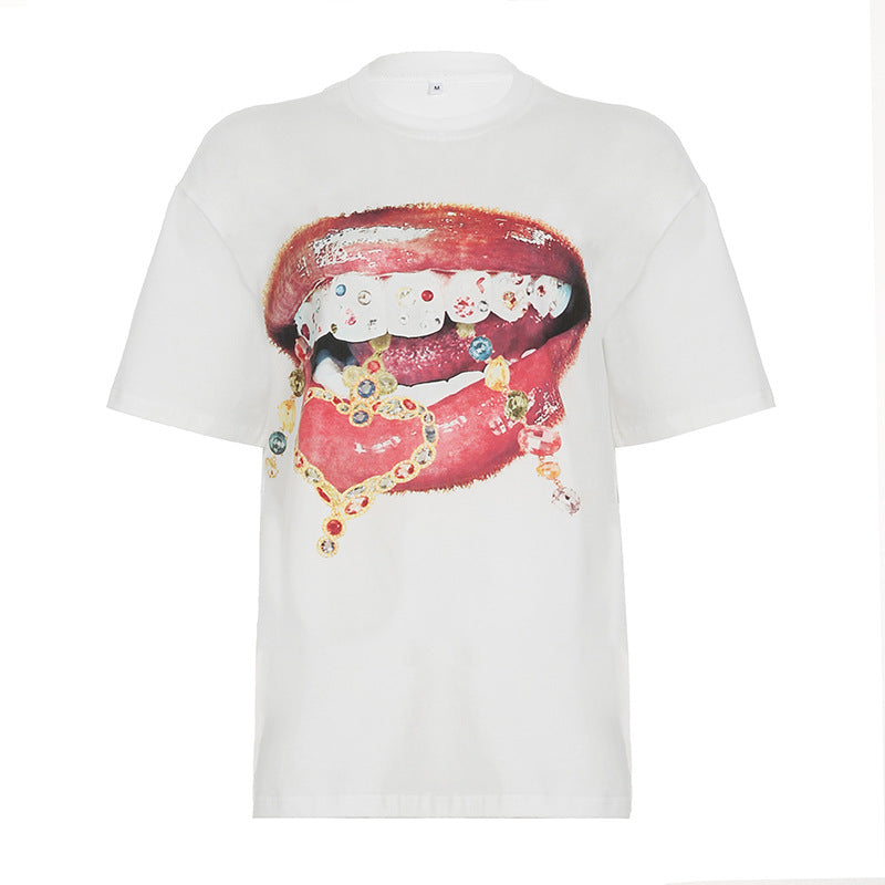 Damen T-shirt med glittrande korsdesign och avslappnad passform Mirla-Eva Jonsson