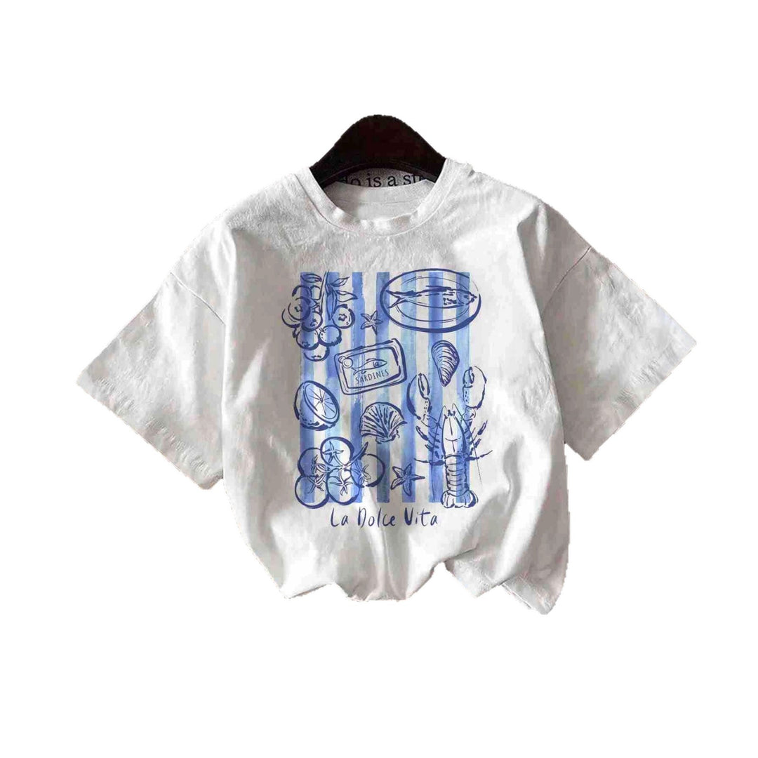 Damen T-shirt med kreativ kustdesign och avslappnad passform Mirla-Eva Jonsson