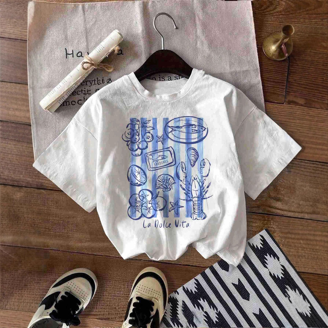 Damen T-shirt med kreativ kustdesign och avslappnad passform Mirla-Eva Jonsson