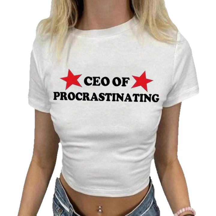 Damen T-shirt med kreativt statementstryck Mirla-Eva Jonsson