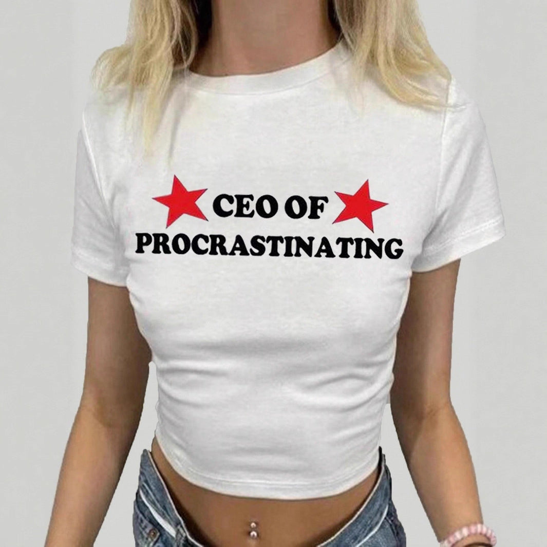 Damen T-shirt med kreativt statementstryck Mirla-Eva Jonsson