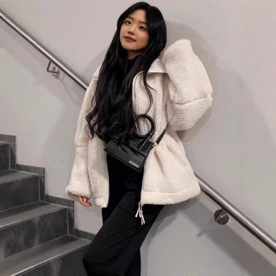 Damen Teddy-fleecejacka med hög krage och sidofack med dragkedja Eva Jonsson-Eva Jonsson