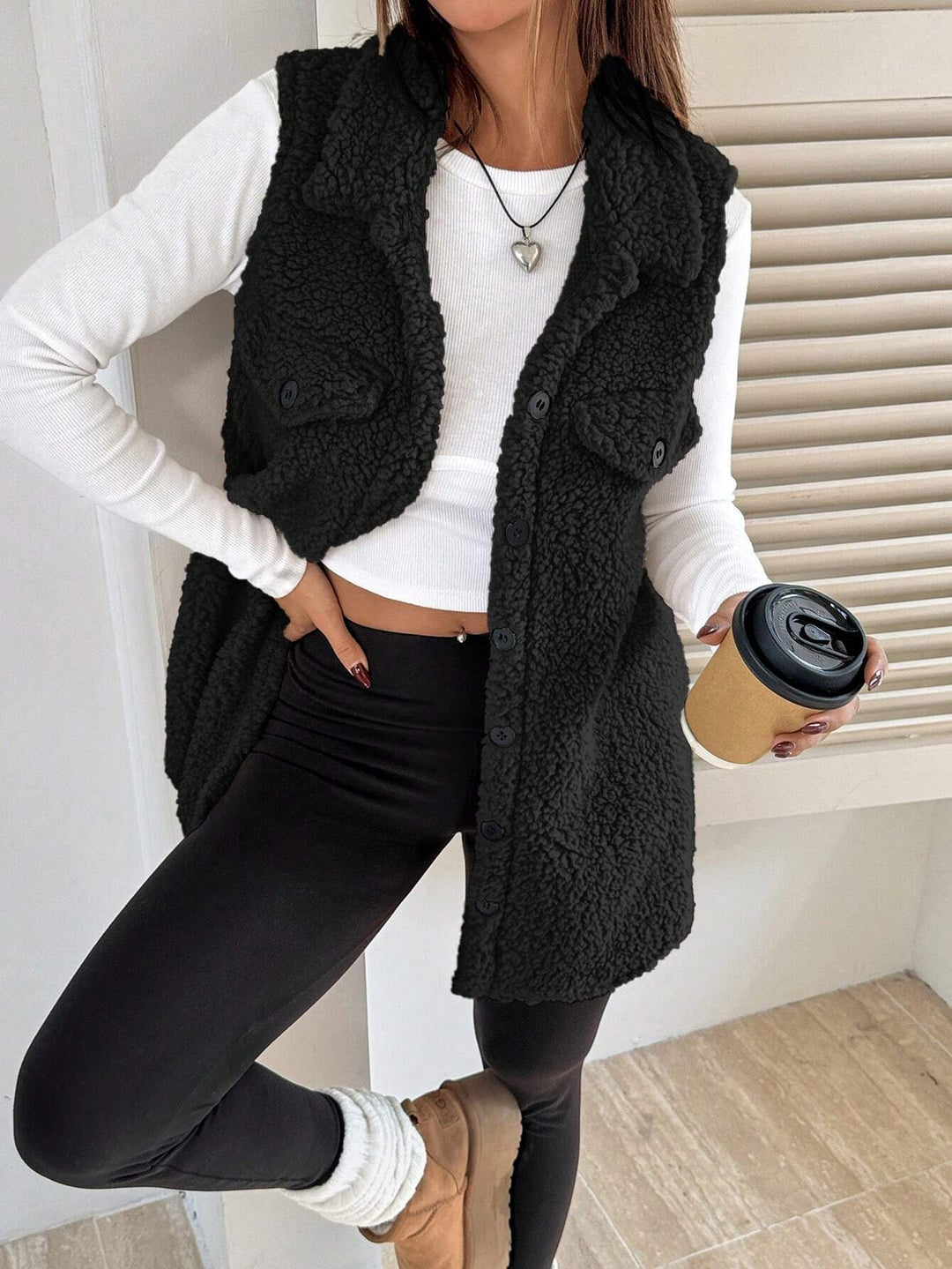 Damen Teddy-väst med fickor Mirla-Eva Jonsson