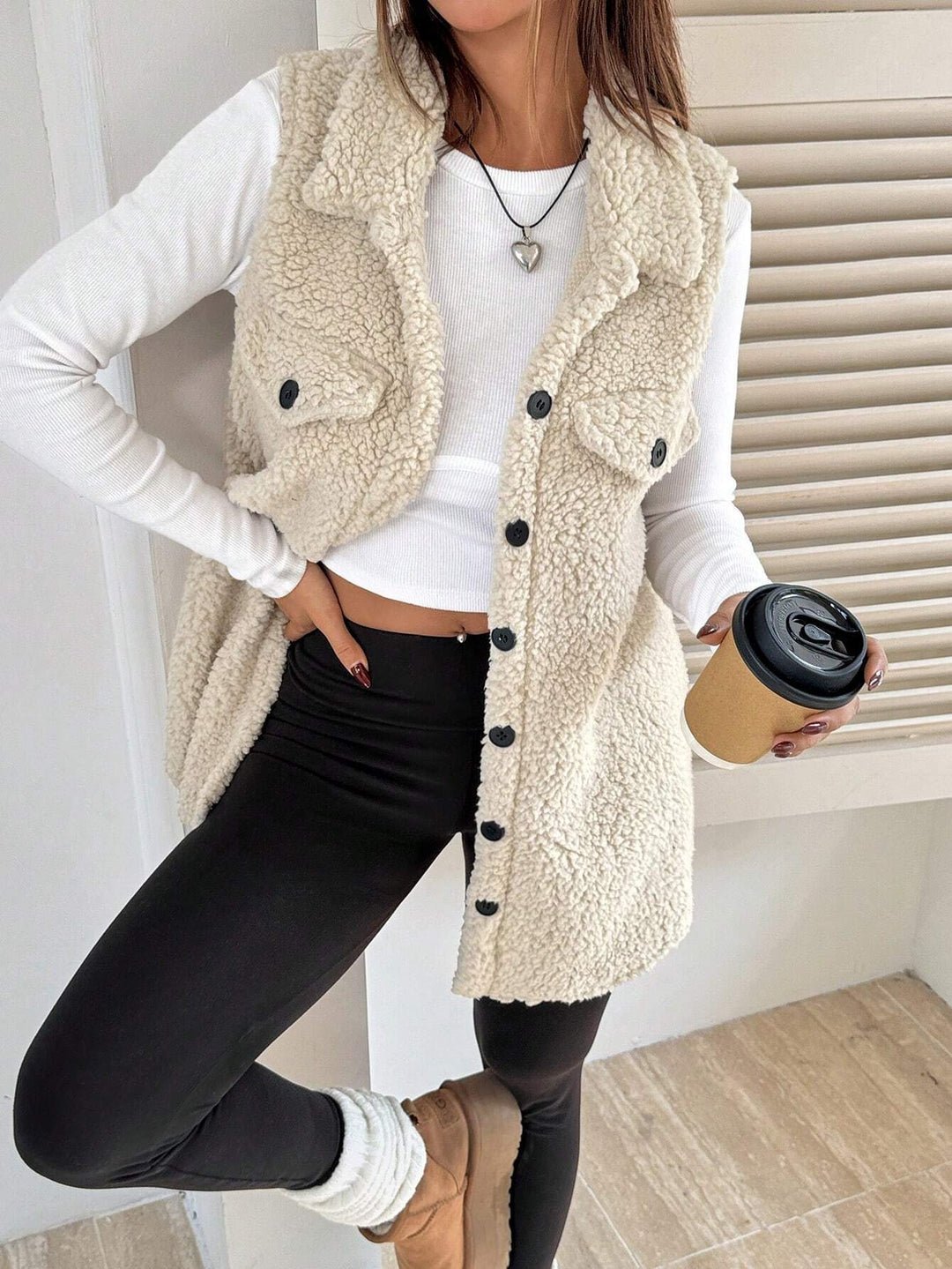 Damen Teddy-väst med fickor Mirla-Eva Jonsson