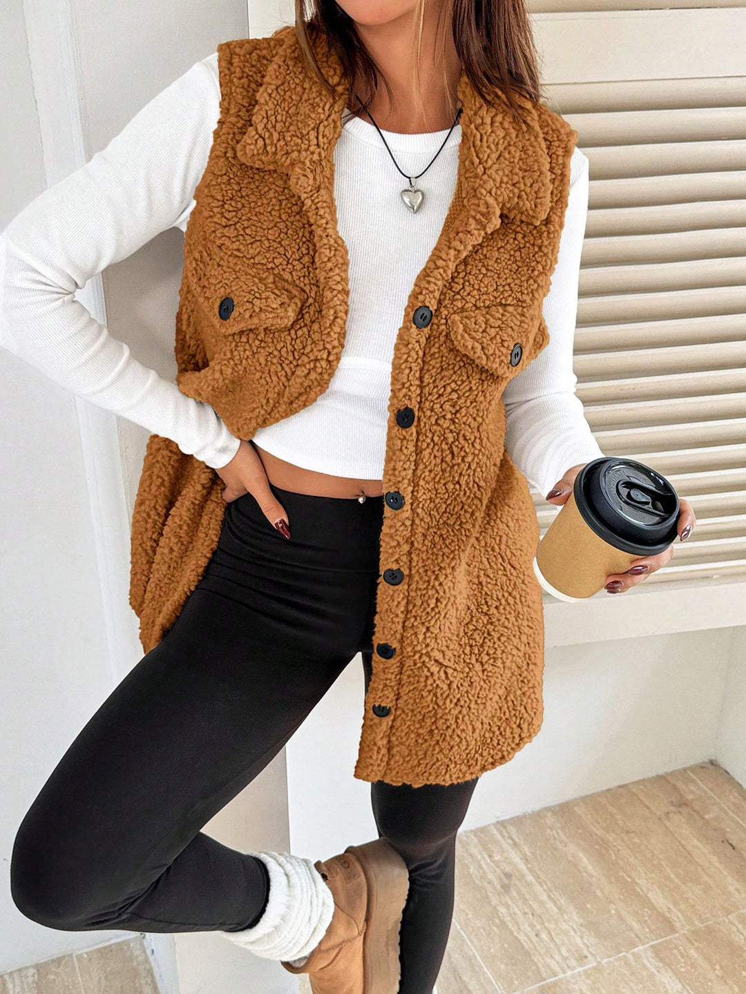 Damen Teddy-väst med fickor Mirla-Eva Jonsson